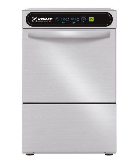 Промислова посудомийна машина Krupps C432DGT Advance оснащена подвійним дозатором миючого і обполіскуючого засобу, має функціональний дизайн і сенсорну панель управління.